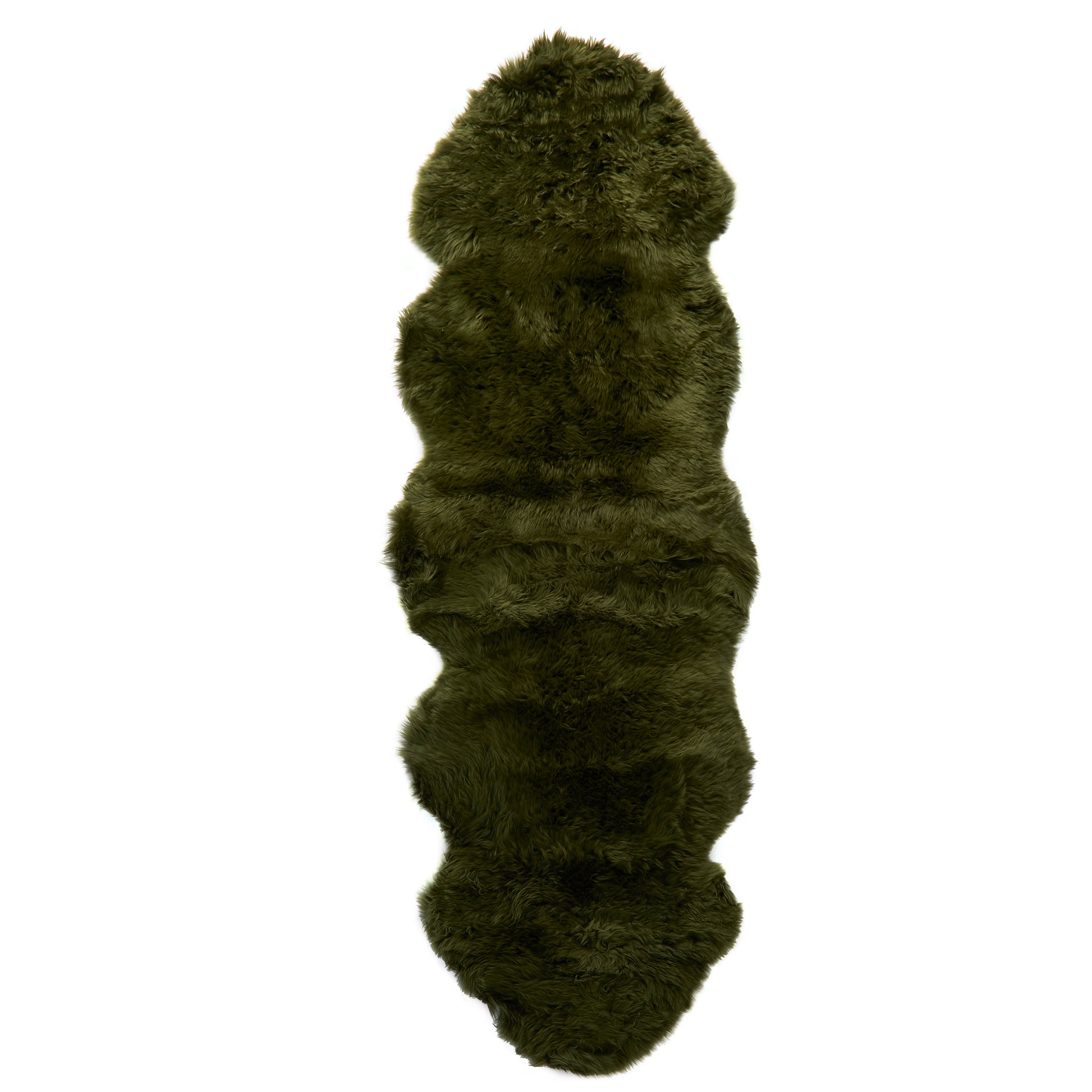 Double Olive Green Sheepskin Rug